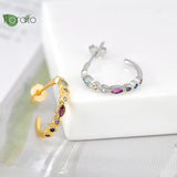 925 Sterling Silver Needle C Shape Large Hoop Earrings for Women