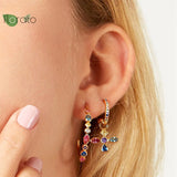 925 Sterling Silver Needle C Shape Large Hoop Earrings for Women