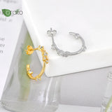 925 Sterling Silver Needle C Shape Large Hoop Earrings for Women