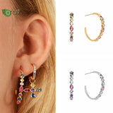 925 Sterling Silver Needle C Shape Large Hoop Earrings for Women