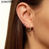 925 Silver Needle 18K Earrings 10/18mm Small Hoop Earrings for Women