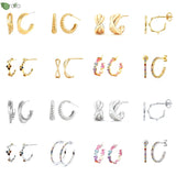 925 Silver C Shape Stud Earrings Vintage Jewelry