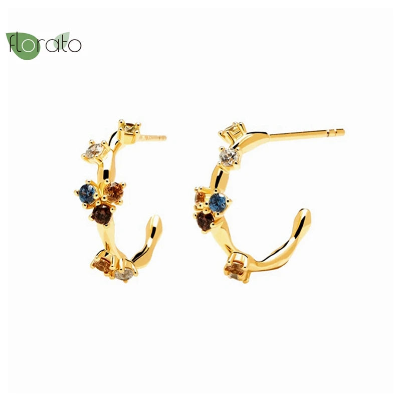925 Silver C Shape Stud Earrings Vintage Jewelry