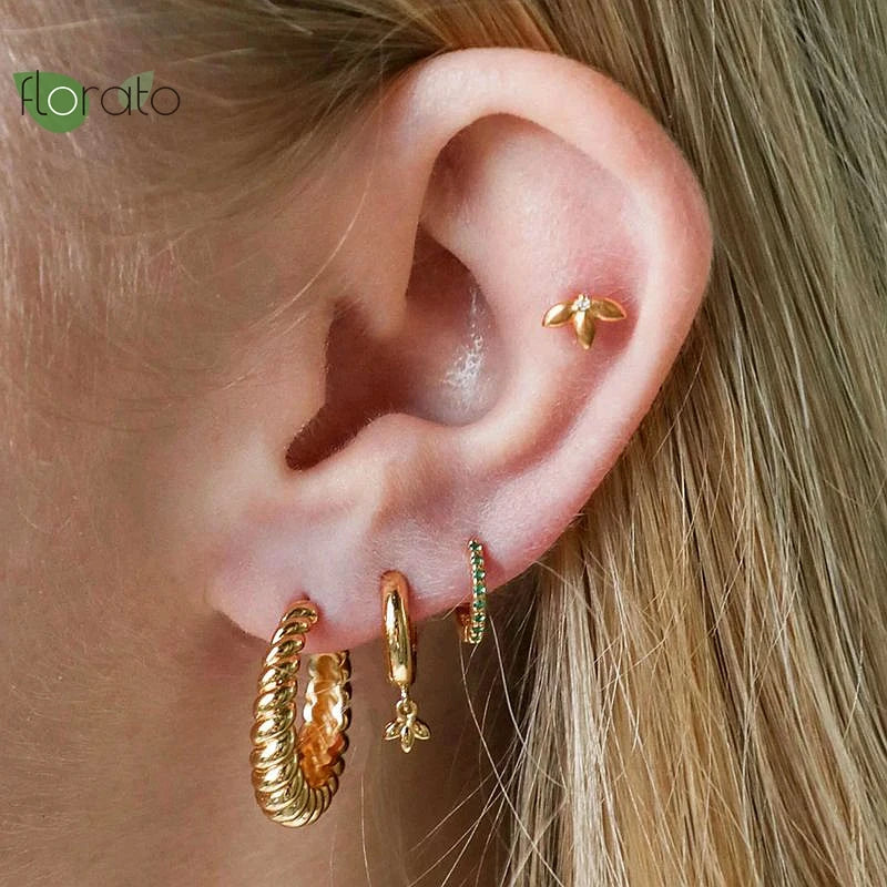 925 Silver C Shape Stud Earrings Vintage Jewelry