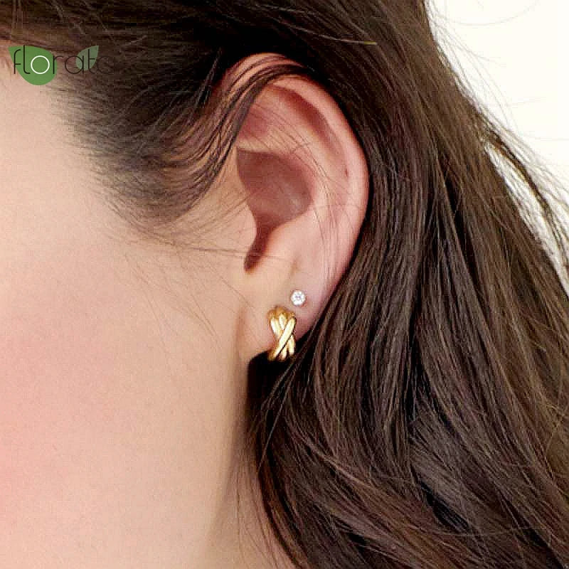 925 Silver C Shape Stud Earrings Vintage Jewelry