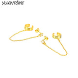 925 Sterling Silver Chain Earrings Retro 24K Earclip Jewelry