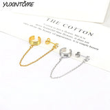 925 Sterling Silver Chain Earrings Retro 24K Earclip Jewelry