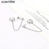 925 Sterling Silver Chain Earrings Retro 24K Earclip Jewelry
