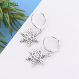 925 Silver Needle Xmas Tree 18K Earrings Snowflake Hoop for Women Party