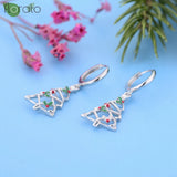 925 Silver Needle Xmas Tree 18K Earrings Snowflake Hoop for Women Party