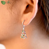 925 Silver Needle Xmas Tree 18K Earrings Snowflake Hoop for Women Party