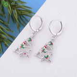925 Silver Needle Xmas Tree 18K Earrings Snowflake Hoop for Women Party