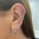 925 Silver Colorful Crystal Stud Earring Geometry Hoop Jewelry