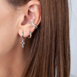 925 Silver Colorful Crystal Stud Earring Geometry Hoop Jewelry