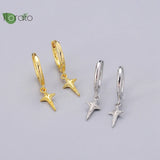 925 Silver Needle Cross Earrings Punk Hoop - Party Jewelry Gift