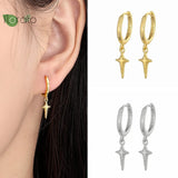 925 Silver Needle Cross Earrings Punk Hoop - Party Jewelry Gift