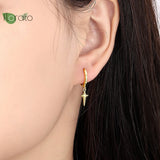 925 Silver Needle Cross Earrings Punk Hoop - Party Jewelry Gift