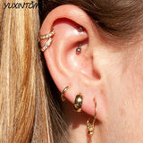 925 Silver Star Drop Hoop Earrings for Women Korea Tassel Girls Party Gift