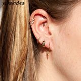 925 Silver Star Drop Hoop Earrings for Women Korea Tassel Girls Party Gift
