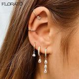 925 Silver Geometric Hoop Earrings with Zircon