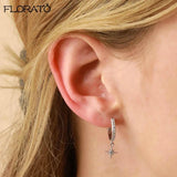 925 Silver Geometric Hoop Earrings with Zircon