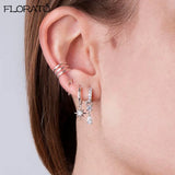 925 Silver Geometric Hoop Earrings with Zircon