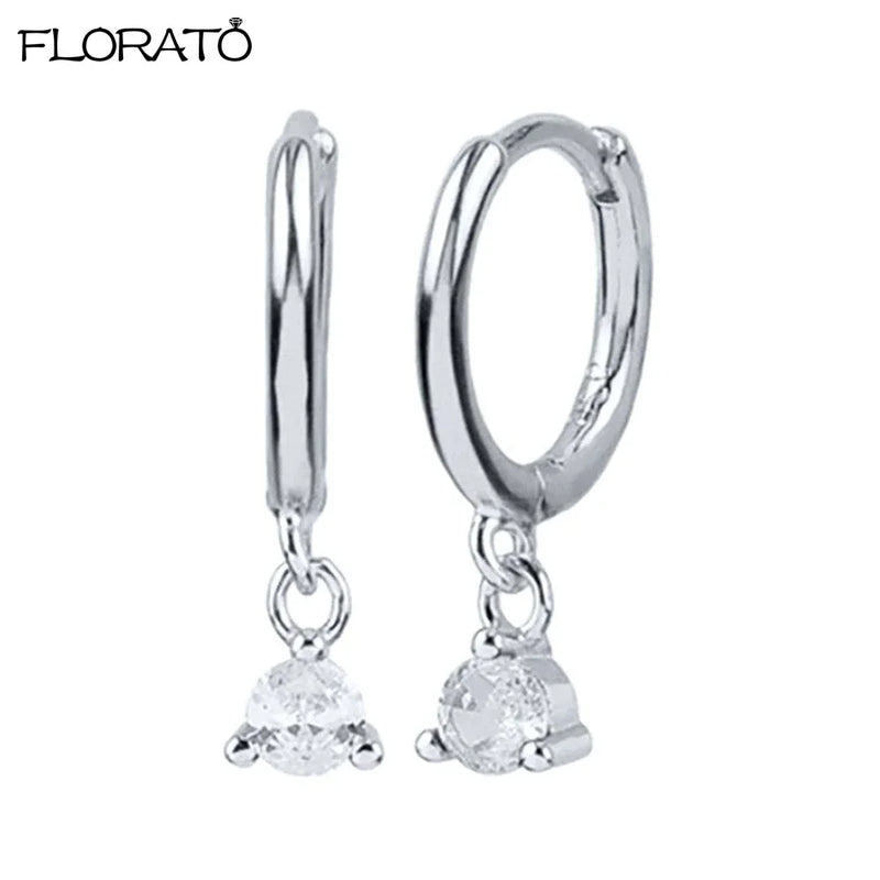 925 Silver Geometric Hoop Earrings with Zircon