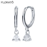 925 Silver Geometric Hoop Earrings with Zircon