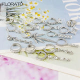 925 Silver Geometric Hoop Earrings with Zircon