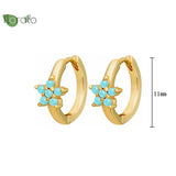 925 Silver Needle Hoop Earrings Small Flower Party Jewelry