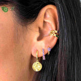 925 Silver Needle Hoop Earrings Small Flower Party Jewelry