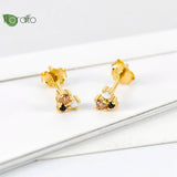 925 Silver Needle Heart Earrings Colorful Crystal Studs