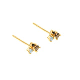 925 Silver Needle Heart Earrings Colorful Crystal Studs
