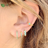 925 Silver Hoop Earrings Turquoise Pendant High Jewelry