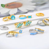 925 Silver Hoop Earrings Turquoise Pendant High Jewelry