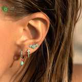 925 Silver Hoop Earrings Turquoise Pendant High Jewelry