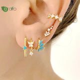 925 Silver Hoop Earrings Turquoise Pendant High Jewelry