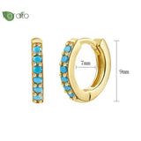 925 Silver Hoop Earrings Turquoise Pendant High Jewelry