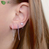 925 Silver Star/Moon Stud Earrings 18K for Women