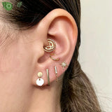 925 Silver Star/Moon Stud Earrings 18K for Women