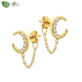 925 Silver Star/Moon Stud Earrings 18K for Women