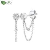 925 Silver Tassel Earrings CZ Stud Jewelry