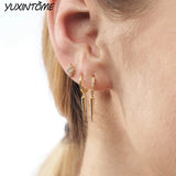 925 Sterling Silver Needle Retro Cone Hoop Earrings