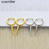 925 Sterling Silver Needle Retro Cone Hoop Earrings