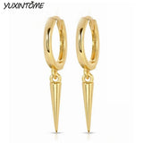 925 Sterling Silver Needle Retro Cone Hoop Earrings