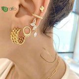 925 Silver 18K Stud Earrings Women Party Jewelry