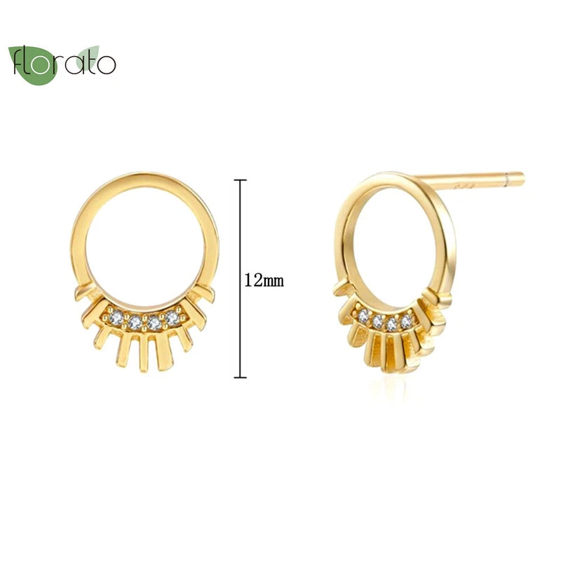 925 Silver 18K Stud Earrings Women Party Jewelry