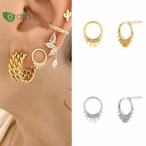 925 Silver 18K Stud Earrings Women Party Jewelry