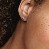 925 Silver Asymmetric Earrings Sparkling Women's Jewelry
