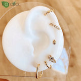 925 Silver CZ Hoop Earrings Wedding Puncture Jewelry
